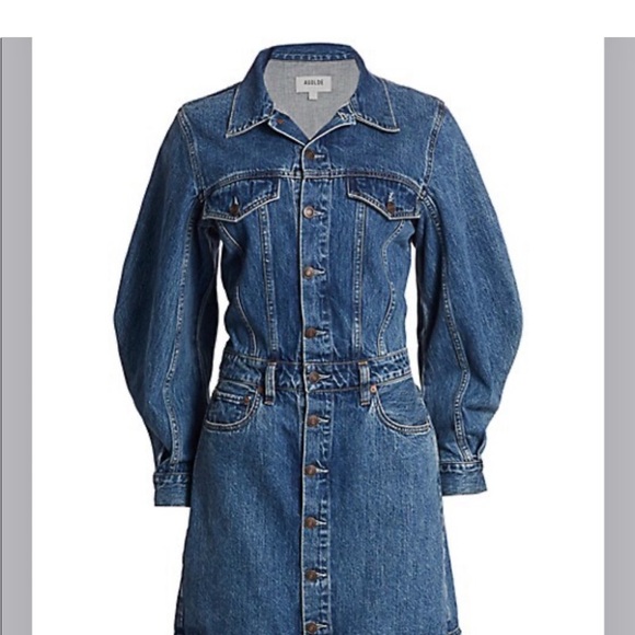 AGOLDE Balloon Sleeve Denim Dress in Shelter Size 6 - Picture 7 of 8
